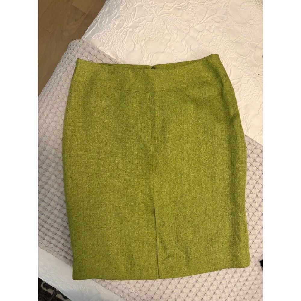 Dolce & Gabbana Vintage Skirt IT 46 Lime Green Linen Viscose Front Slit Designer